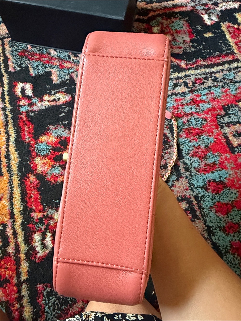 Chanel Rose Quilted Lambskin Chain Infinity Shoulder Bag - Picture 6 of 9